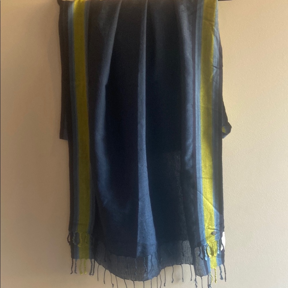 Martin + Osa Green Stripped Large Lightweight Wool Scarf Wrap Pashmina